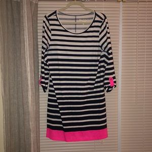 Lilly Pulitzer Navy/White/Hot Pink striped dress